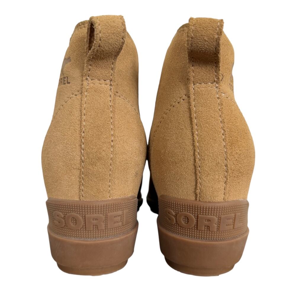 SOREL Evie II Wedge Chelsea Boot in Caribou Buff Gum Tan Suede Women’s 7.5 - Picture 3 of 12
